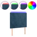 vidaXL Čelo postele s LED tmavomodré 100x5x118/128 cm zamat