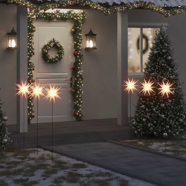 vidaXL Vianočné svetlá s hrotmi 3 ks LED skladacie biele 35 cm
