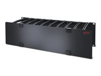 Panel racku na správu káblov s krytom - čierna - 3U - kompatibilný s TAA - pre P/N: SCL500RM1U, SMX1500RM2UCNCUS, SMX1500RM2UCUS, SMX2KR2UX145, SMX3KR2UNCX145, SMX750CUS