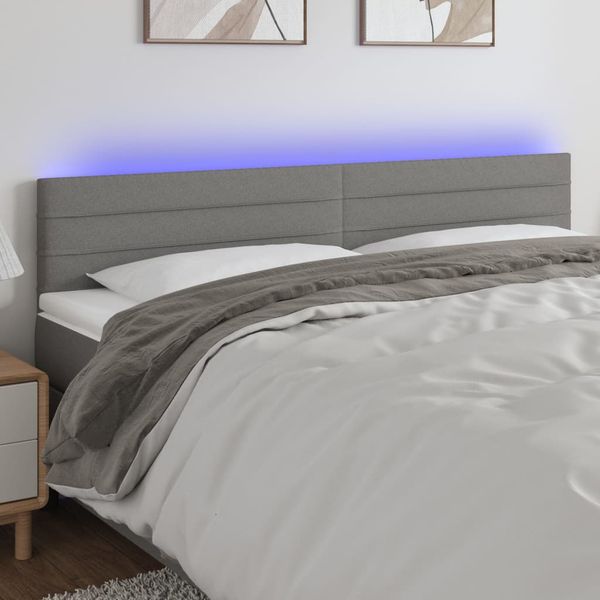 vidaXL Čelo postele s LED tmavosivé 200x5x78/88 cm látka