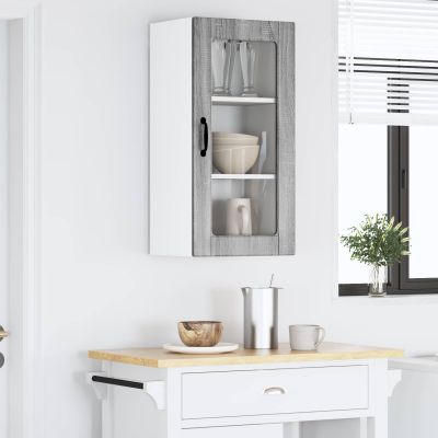 vidaXL Nástenný sklenený kabinet LUCCA Sivá sonoma 40 x 31 x 80 cm