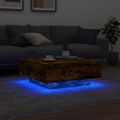 vidaXL Konferenčný stolík s LED svetlami dymový dub 80x80x31 cm