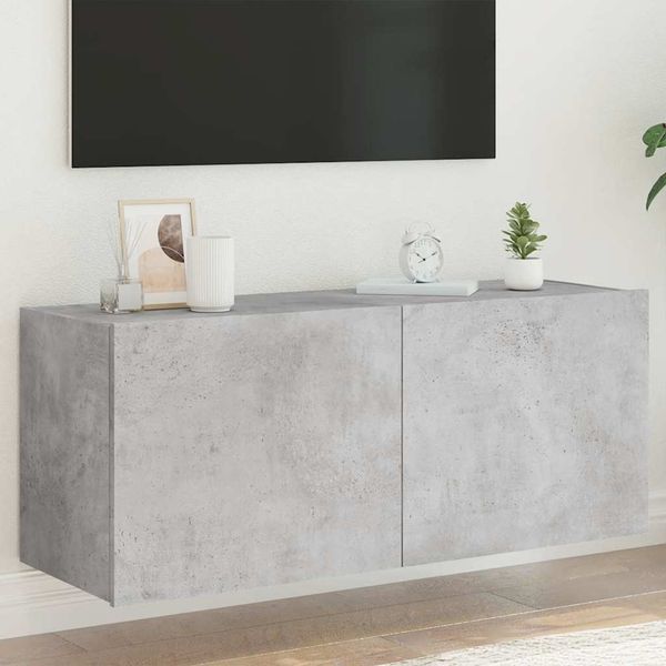 vidaXL TV nástenná skrinka s LED svetlami betónovo sivá 100x35x41 cm