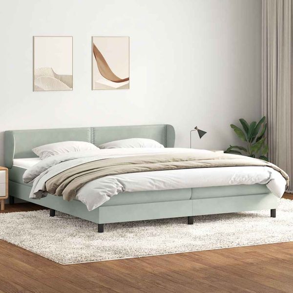 vidaXL Box Spring Posteľ s matracmi Svetlosivá 200x210 cm Zamat