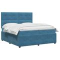 vidaXL LED boxspring posteľ s matracom Modrá 200 x 200 cm Zamat