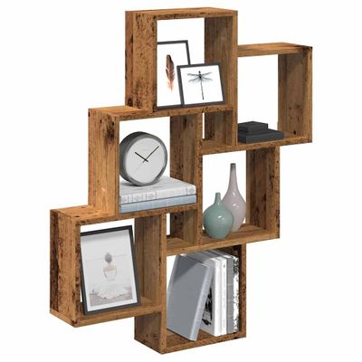 vidaXL Nástenná polica kocky staré drevo 78x15x93 cm kompozitné drevo
