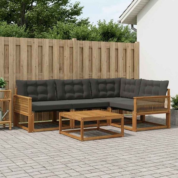 vidaXL Záhradná súprava gaučov s vankúšom 5 pcs Prírodná a čierna