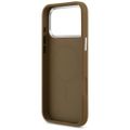 Puzdro Guess Magsafe PU Leather Case s trojuholníkovým logom a strieborným kovovým rámom fotoaparátu pre iPhone 17 Pro Max hnedé