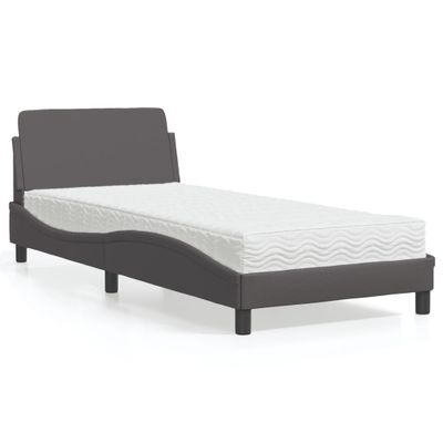 vidaXL Posteľ s matracom Dover sivá 90x200 cm umelá koža