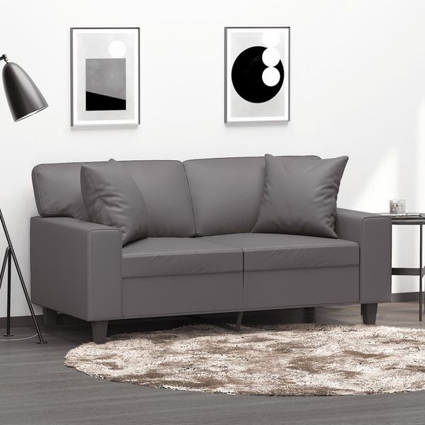 vidaXL 2-miestna pohovka s vankúšmi sivá 120 cm umelá koža