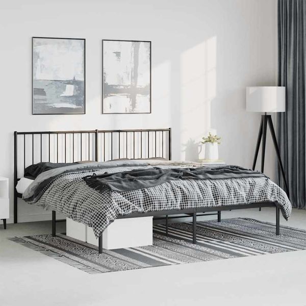 vidaXL Kovový rám postele s čelom čierny 183x213 cm