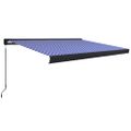 vidaXL Ručne zaťahovacia kazetová markíza modro-biela 400x300 cm