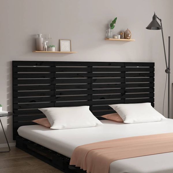 vidaXL Nástenné čelo postele čierne 206x3x91,5 cm masívna borovica