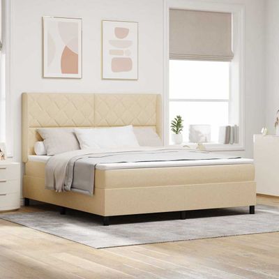 vidaXL Posteľ s pružinovým rámom Krémová 180 x 200 cm látka