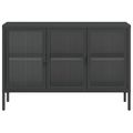 vidaXL Komoda čierna 105x35x70 cm sklo a oceľ