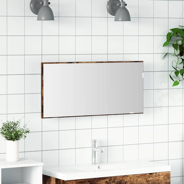 vidaXL Zrkadlo Nástenný Hnedá 80 x 37 cm Sklo a inžinierske drevo