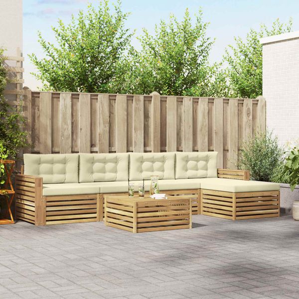 vidaXL Záhradná súprava gaučov 6 pcs Biela a krémová 79 x 79 x 37 cm