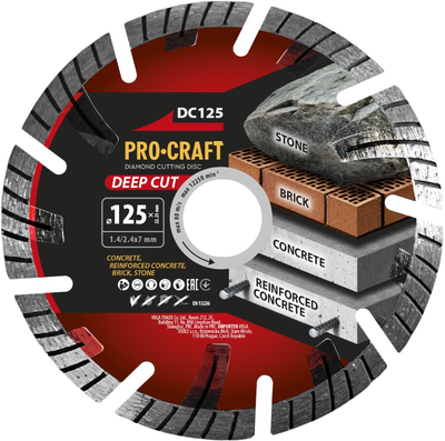 Diamantový rezný kotúč 125 mm PROCRAFT DC125 Deep Cut