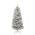 vidaXL Umelý Sklápací Vianočný Stromček 150 LED Zelená a biela 120 cm