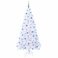 vidaXL Umelý vianočný stromček s 300 LED-i Biela 210 cm PVC a oceľ