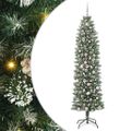 vidaXL Umelý chudý vianočný strom Zelená a biela 210 cm