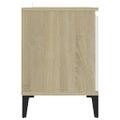 vidaXL TV stolík kovové nožičky biely a dub sonoma 103,5x35x50 cm