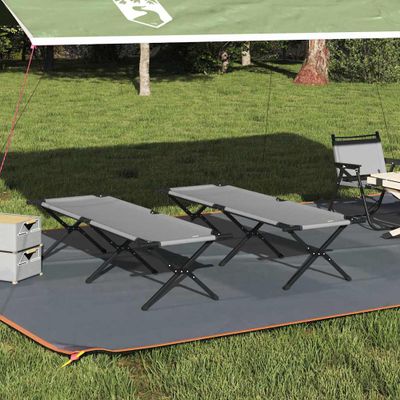 vidaXL Skladacia kempingová posteľ 2 pcs Sivá 193 x 69 x 45 cm