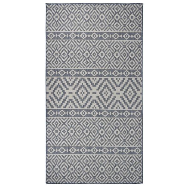 vidaXL Vonkajší koberec s plochým tkaním 80x150 cm modrý vzorovaný