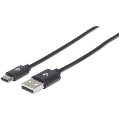 MANHATTAN Kábel, USB-A/USB-C, 0,5m, čierny