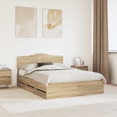 vidaXL Rám postele Sonoma dub 140 x 200 cm Inžinierske drevo