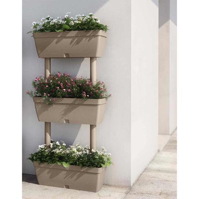 vidaXL Záhradný kvetináč 3 ks 100 cm sivohnedý