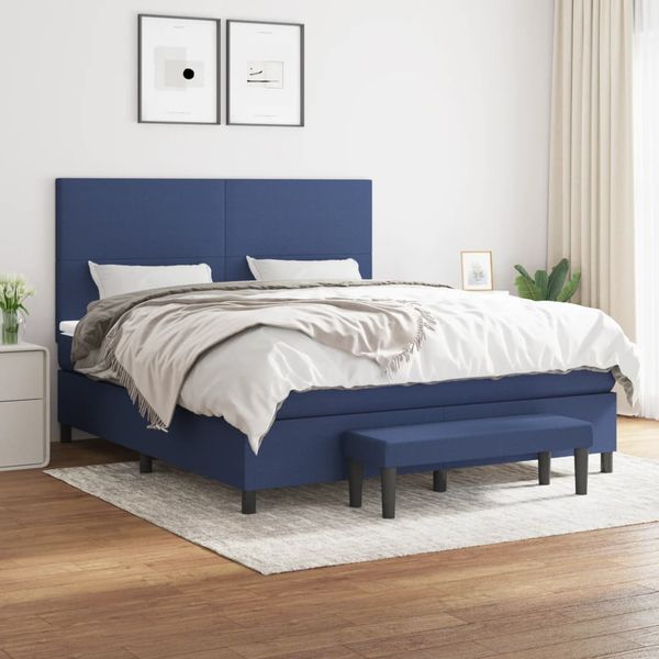 vidaXL Posteľný rám boxspring s matracom modrý 160x200 cm látka