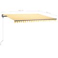 vidaXL Ručne zaťahovacia markíza s LED 450x300 cm žltá a biela