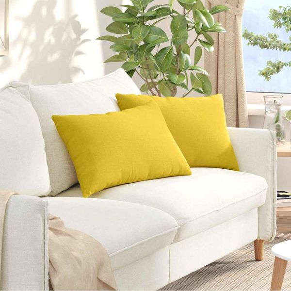 vidaXL Vankúše na pohovku 2 pcs Svetložltá 60 x 40 cm látka