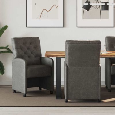 vidaXL Jedálenské stoličky na kolieskach 2 pcs Čierna 58 x 67 x 97 cm