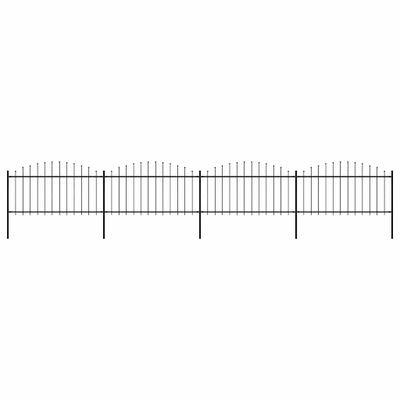 vidaXL Záhradný plot s vrchnou časťou z ocele 671x150 cm čierny