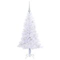 vidaXL Umelý vianočný stromček s 150 LED-i Biela 120 cm PVC a oceľ