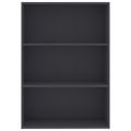 vidaXL Knižnica s 3 policami, sivá 80x30x114 cm, drevotrieska