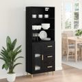 vidaXL Highboard Čierny dub 69,5 x 32,5 x 180 cm Kompozitné drevo