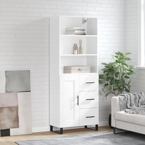 vidaXL Vysoká skrinka lesklá biela 69,5x34x180 cm spracované drevo