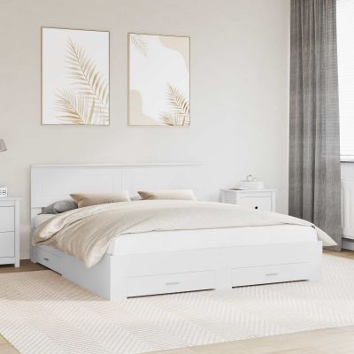 vidaXL Rám postele so zásuvkou Biela 180 x 200 cm Kompozitné drevo