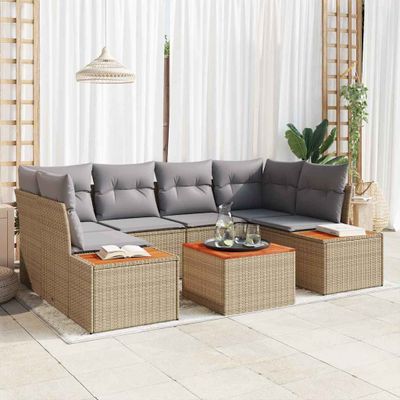 vidaXL Súprava záhradných pohoviek s vankúšom 6 pcs Béžová Poly ratan