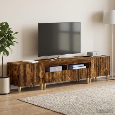 vidaXL 3-dielny LED TV stolík ARNHEM 3 ks Dymový dub Kompozitné drevo