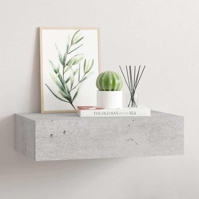 vidaXL Nástenná zásuvková polica betónovosivá 40x23,5x10 cm MDF