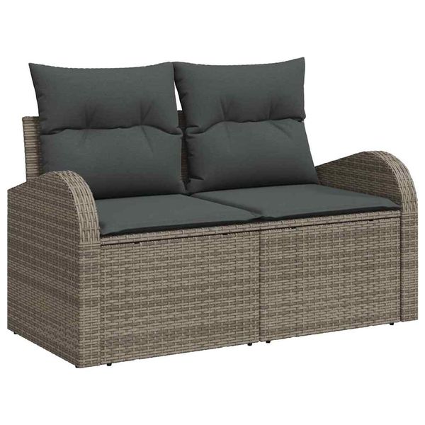 vidaXL Súprava záhradných pohoviek s úložiskom 6 pcs Sivá polyratan