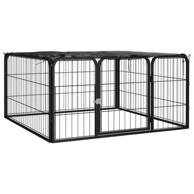 vidaXL Ohrádka pre psov 4 panely čierna 100x50 cm práškovaná oceľ