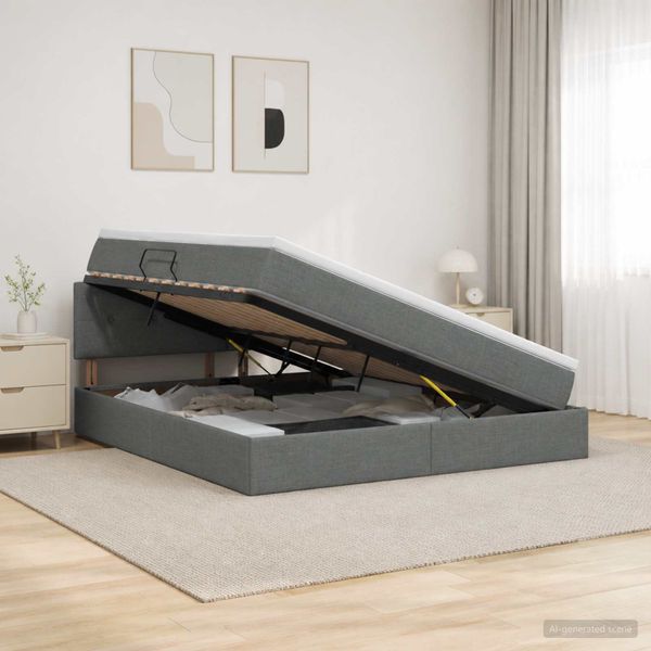 vidaXL Postel s úložným prostorem a matrací Tmavosivá 140 x 190 cm
