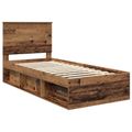 vidaXL Rám postele Staré drevo 100 x 200 cm Masívne borovicové drevo