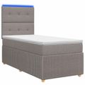 vidaXL LED boxspring posteľ s matracom Sivohnedá 80 x 200 cm Látka