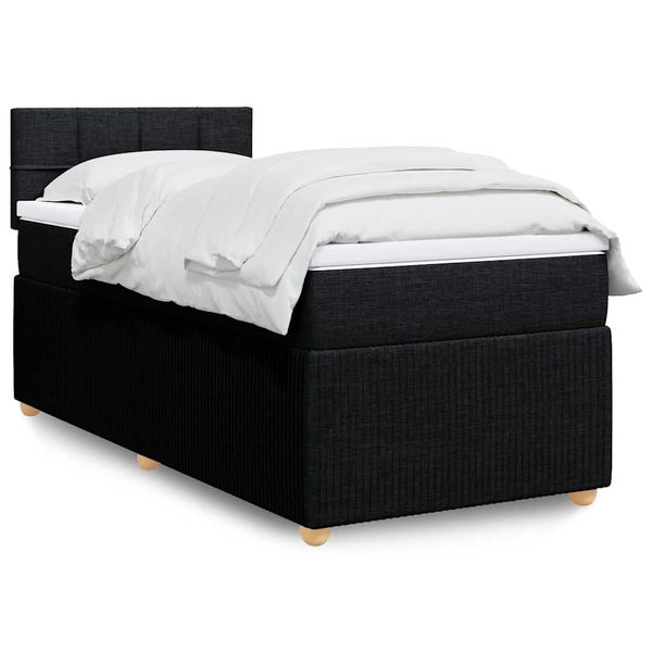 vidaXL Boxspring posteľ s matracom čierna 100x200 cm látka